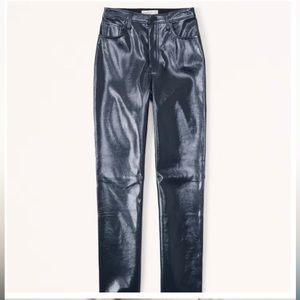 NWT Abercrombie Navy Patent Leather 90s Straight Pant